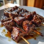 grillade notkottsspett med barbecue sas