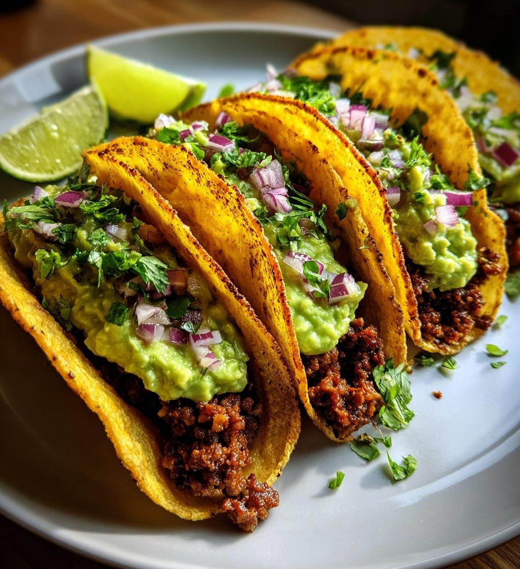 krispiga notkottstacos med avokadokram och lime - detail 1