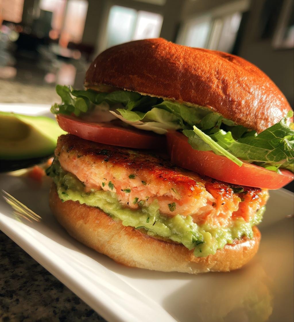 laxburgare med avokadokram - detail 1